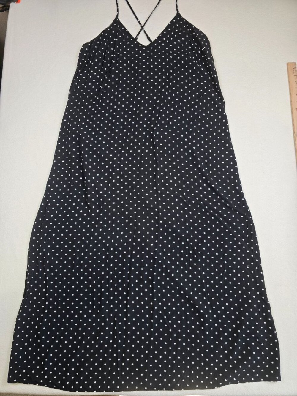 Old Navy Womens XL Polka Dot Black Maxi Dress